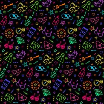 Neon Beauty Liner Seamless Pattern Stock Illustration