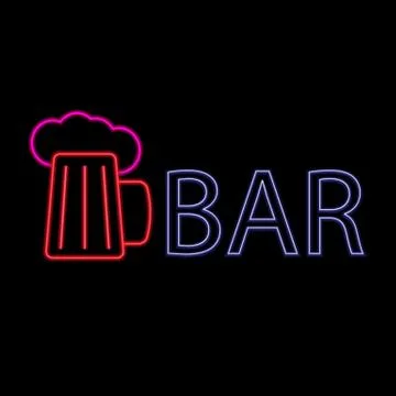 Neon beer bar. Vector illustration . Stock Illustration