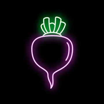 Neon beet root glowing minimalist food sign Illustrazione stock