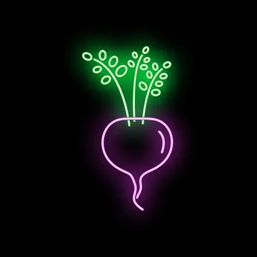 Neon beetroot icon glowing on black background Stock Illustration