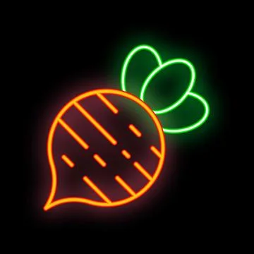 Neon beetroot sign illuminating the night with vibrant glow Stock Illustration