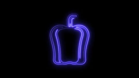 Neon bell pepper icon animated glowing vegetable on dark background modern food 스톡 동영상 322969261