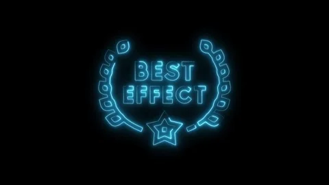 Neon best effect award sign with laurel and star emitting light against bla.. Stock Footage 312328739