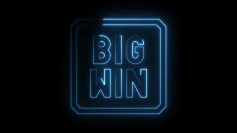 Neon big win announcement animation with square frame for casino gaming Stock Footage 330770536