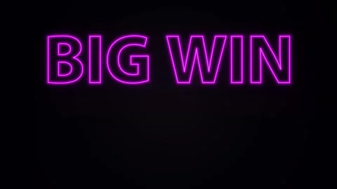 Neon Big Win Sign with Flashing Green and Purple Lights Stock Footage 341907145