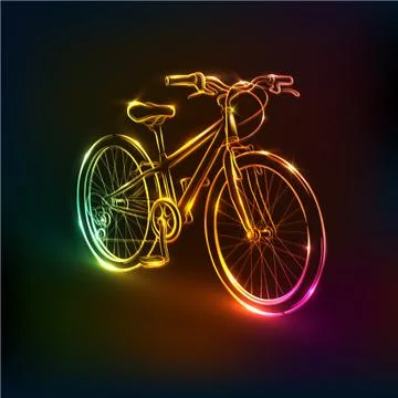 Neon bike. Bicycle  . Stock Illustration