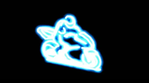 Neon biker. Emblem Stock Footage 20479534