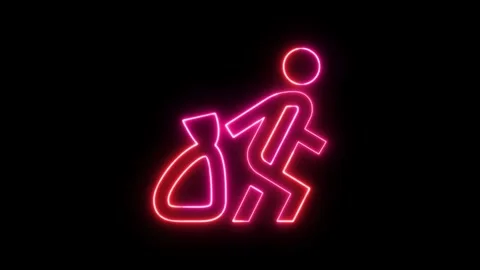 Neon bin with man animation on black background. 스톡 동영상 297951730