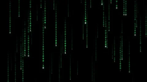 Neon Binary Code Rainfall Digital Abstract Background Stock Footage 345520834