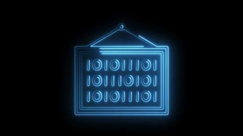 Neon binary code wall decoration for technology data and computer science Stock Footage 315958772