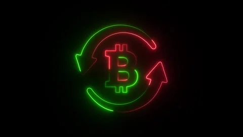 Neon Bit coin icon animation on background. 库存影片 336628322
