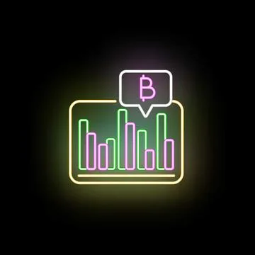 Neon bitcoin cryptocurrency financial chart analytics showing investment Stock Illustration