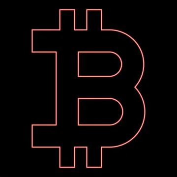 Neon bitcoin red color vector illustration image flat style Stock Illustration