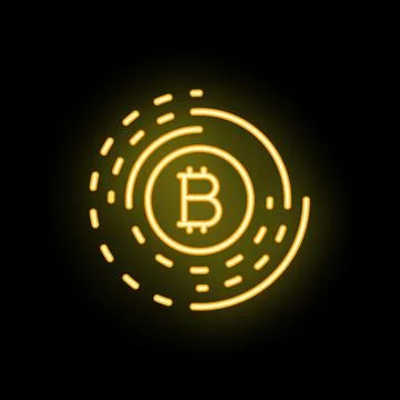 Neon bitcoin sign cryptocurrency mining concept illustration Stock Illustration