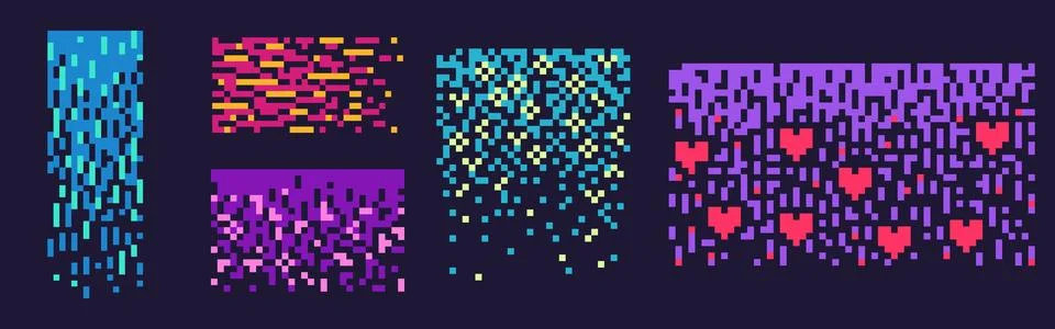 Neon bitmap pixel background set イラスト素材