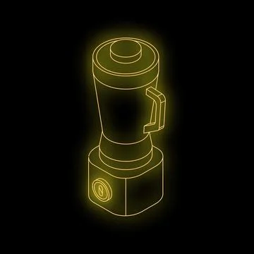 Neon blender glowing on black background isometric view Stock Illustration