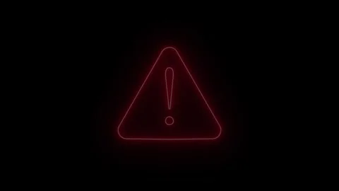 Neon blinking warning triangle sign animation Stock Footage 310797343