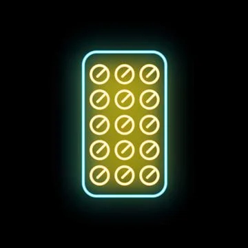 Neon blister pack showing medication healthcare concept Stock Illustration