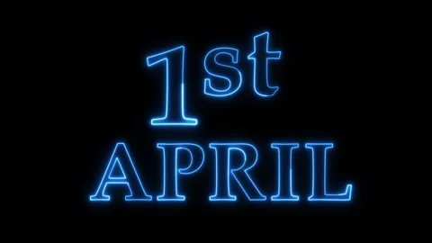 Neon blue 1st april text animation with black background loop footage. 库存影片 337522069