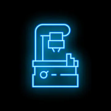 Neon blue 3d printer printing a prototype object Stock Illustration