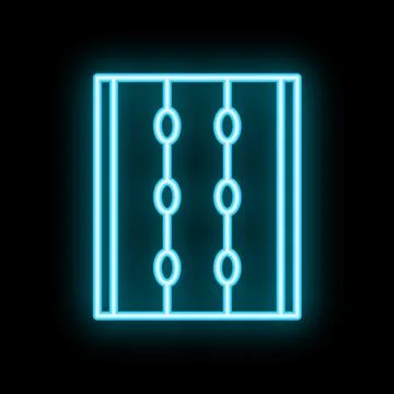 Neon blue abacus icon glowing on black background Stock Illustration