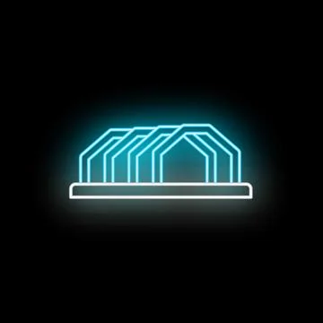 Neon blue abstract linear architectural structure Ilustración de archivo
