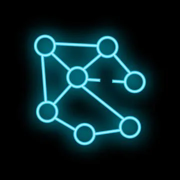 Neon blue abstract network glowing on black background イラスト素材