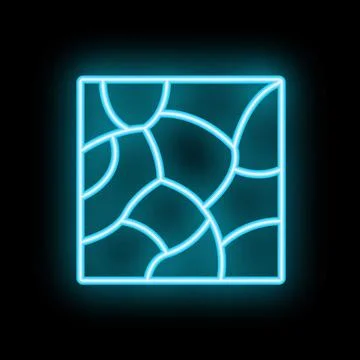 Neon blue abstract pattern made of rounded cells glowing on a black backgroun Illustrazione stock