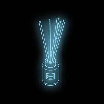 Neon blue air freshener diffusing pleasant scent in dark room イラスト素材