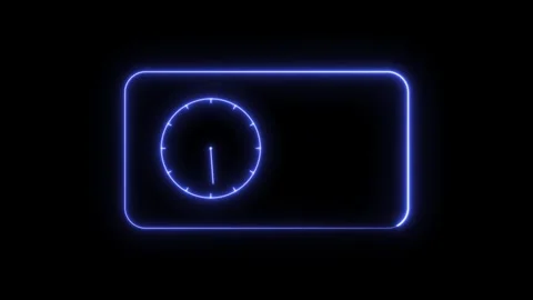 Neon Blue Alarm Clock on Black Background 動画素材 308140235