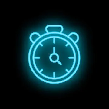 Neon blue alarm clock shining in the dark Stock Illustration