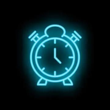 Neon blue alarm clock shining in the dark Stock Illustration