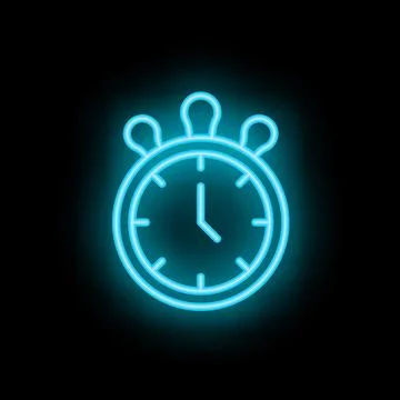 Neon blue alarm clock shining in the dark Stock Illustration