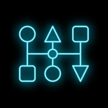 Neon blue algorithm showing machine learning process Stock Illustration