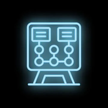 Neon blue algorithm showing planning process on black background Stock Illustration
