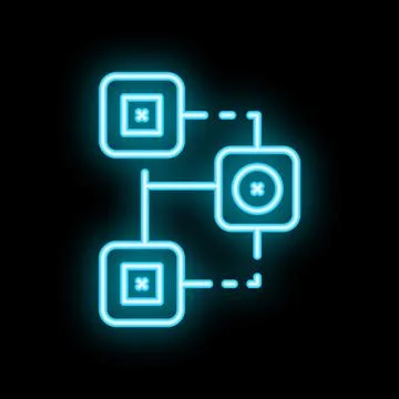 Neon blue algorithm structure showing machine learning process Stock Illustration