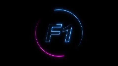 Neon Blue and Pink Circle with " F1" Text in the Center on a animated Black.. Stock Footage 337363655