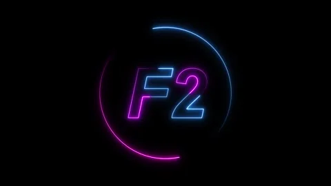 Neon Blue and Pink Circle with " F2" Text in the Center on a animated Black.. Stock Footage 337363677