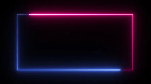 Neon Blue and Pink Rectangular Frame on Black Stock Footage 308076306
