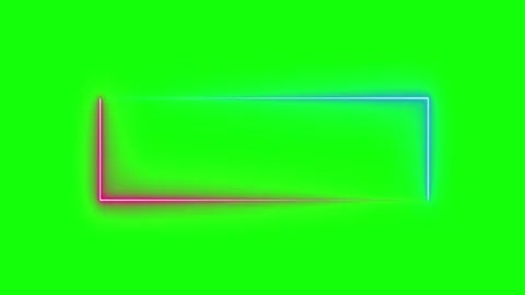 Neon blue and pink text box lines on green screen Stock Footage 321722630