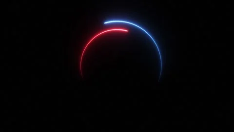 Neon blue and red light circle frame loop on black background for live streaming Stock Footage 337118688