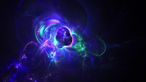 Neon Blue and Violet Nebula Wormhole Swirling in Deep Space Stock Footage 345970359