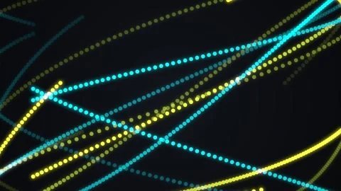 Neon blue and yellow dotted lines in motion. 2d animation 库存影片 341815195