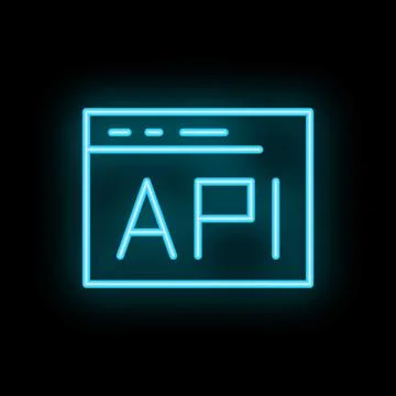 Neon blue api symbol showing web development concept イラスト素材