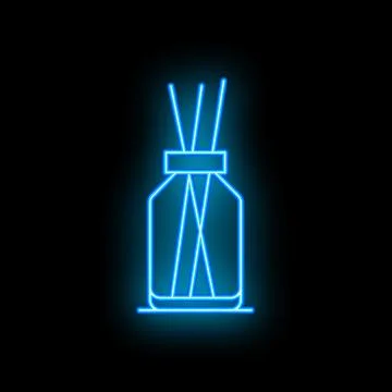 Neon blue aroma reed diffuser spreading essential oil fragrance 스톡 일러스트