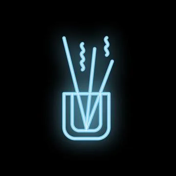 Neon blue aroma reed diffuser spreading pleasant scent Illustrazione stock