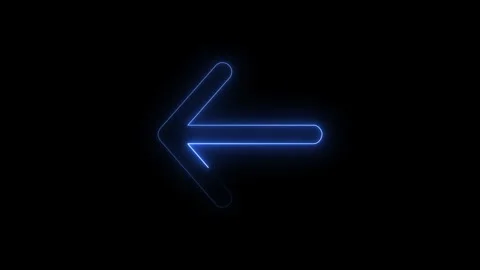 Neon blue arrow icon glowing with motion effects appearing on black backgro.. Stock Footage 338287733