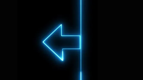 Neon blue arrow pointing left motion graphic Video stock 330559032