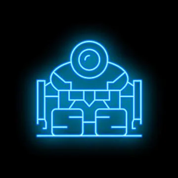 Neon blue astronaut exploring space with jetpack and futuristic suit Stock Illustration