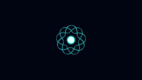 Neon blue atomic nucleus animation with spinning electron paths on dark bac.. Stock Footage 342279057